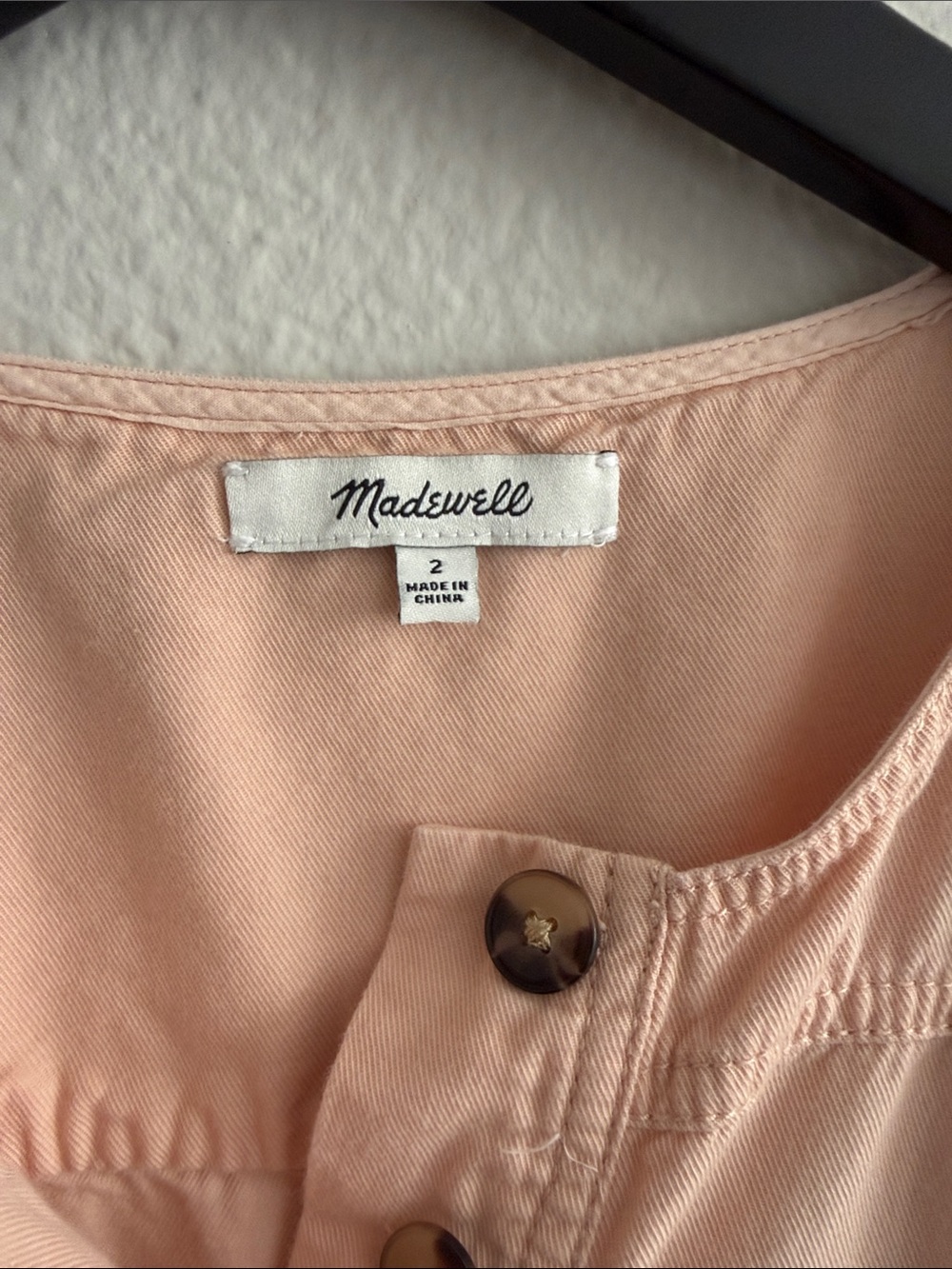 Madewell Peach Button-Front Jumpsuit - Picture 3 of 7